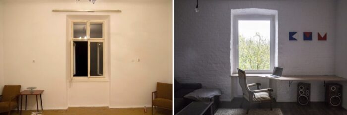 białe cegły w aranżacji salonu