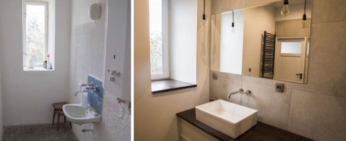 before & after łazienki