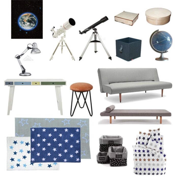 plakaty z globem ziemskim,skandynawskie plakaty,lunety,teleskopy,pojemnik w gwiazdki,pudełka ze sklejki,pojemniki z naturalnych materiałów,srebrna lampka biurkowa,konsolka z szufladami,białe biurko z kolorowymi szufladami,biurko dla chłopca,pokój dla chłopca produkty,industrialny taboret,szara sofa,metalowy stołek z brązowym siedziskiem grzybkiem,sofa z funkcją spania,leżanka w stylu nowoczesnym,biały dywan w niebieskie gwiazdki,niebieski dywan w białe gwiazdki,szary dywan w gwiazdki,płócienne pojemnik w gwiazdki,pościel w niebieskie gwiazdki,pościele z wzorem gwiazdki