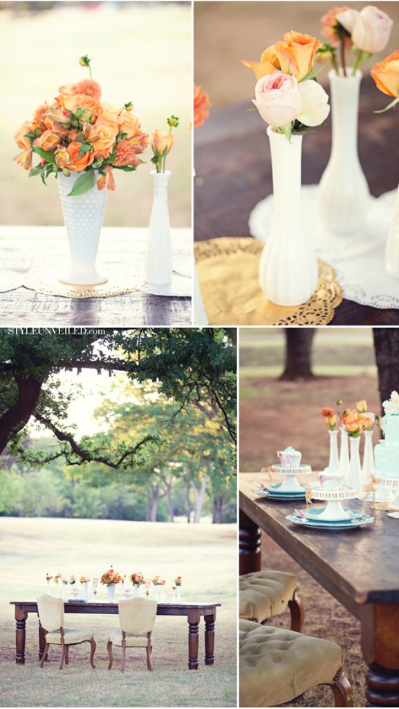 ślub w stylu shabby chic aranżacja stołu