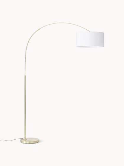 Duża lampa łukowa Niels z tekstylnym kloszem