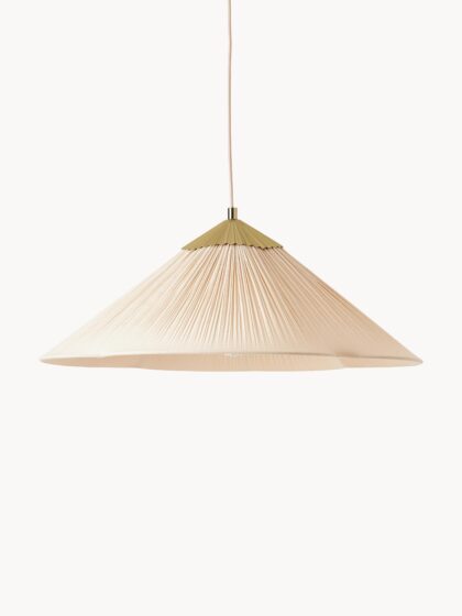 Lampa wisząca Leora z bawełniano-lnianym kloszem