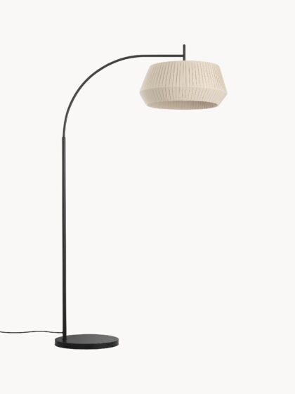 Duża łukowa lampa podłogowa Dicte z plisowanego materiału