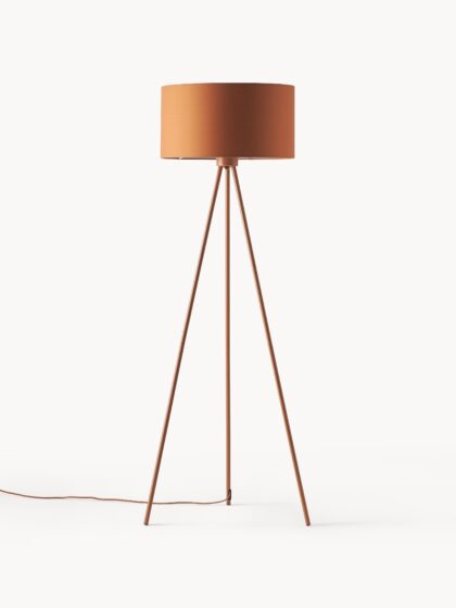 Trójnożna lampa podłogowa Cella z tekstylnym kloszem