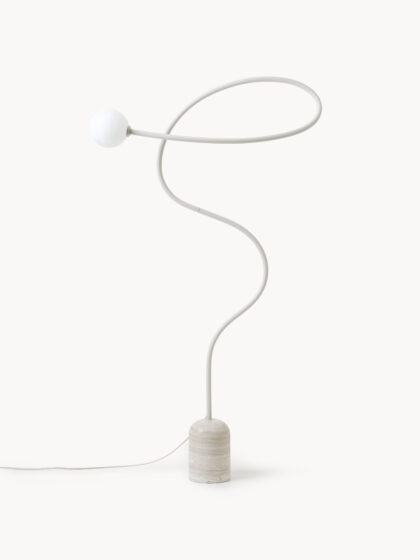 Lampa podłogowa Alina z marmurową podstawą i szklanym kloszem